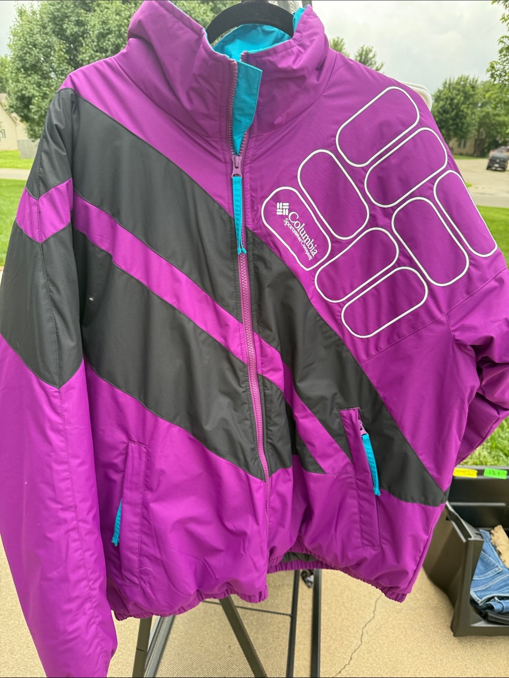 Columbia Purple and Black Outdoor Insulated Jacket with Teal Accents